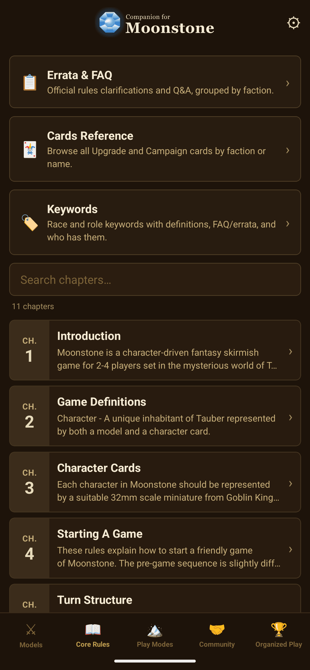 Core rules reference